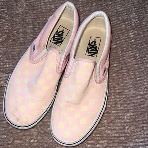Pink & Pale Yellow Checkered Vans
